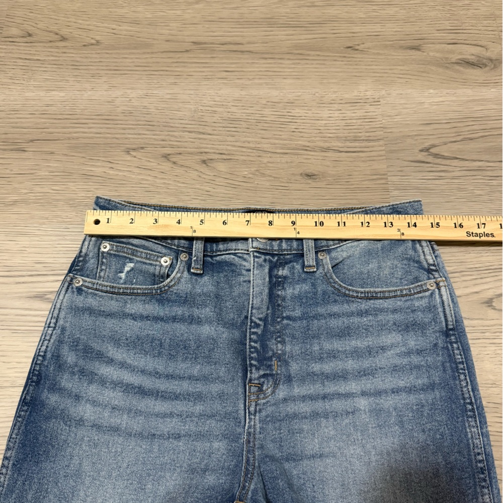 J. Crew Classic Vintage High Rise Medium Blue Jeans Raw Hem Distressed Pockets - Picture 10 of 10